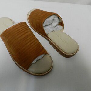 Gee Wawa Anthropologie Ariel Wood Ashes camel brown slides sandals flats NEW 8